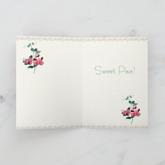 Carte faite sur commande de pois doux de rose (Intérieur)