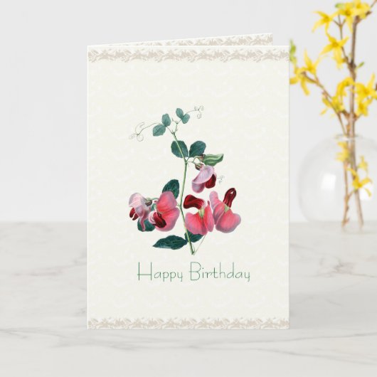 Carte faite sur commande de pois doux de rose (Fleur jaune)