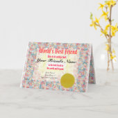 Carte Faites le certificat du meilleur ami du monde (Fleur jaune)