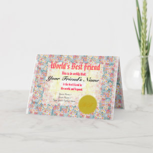 Carte Faites le certificat du meilleur ami du monde