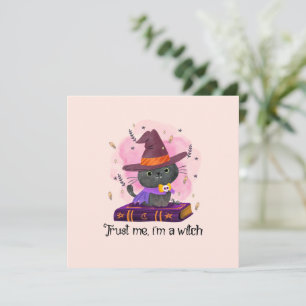 Carte Faites-moi confiance Je suis une sorcière - Chat d