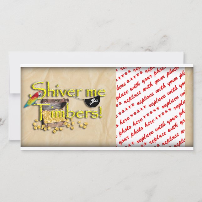 Carte FAITES-MOI DES BOIS ! Texte avec poitrine pirate (Devant)