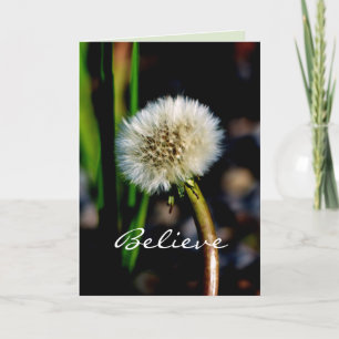 Carte Faites un voeu, croyez, Dandelion, Blank Inside