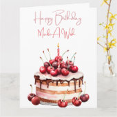 Carte "Faites un voeu" Gâteau d'anniversaire (Fleur jaune)