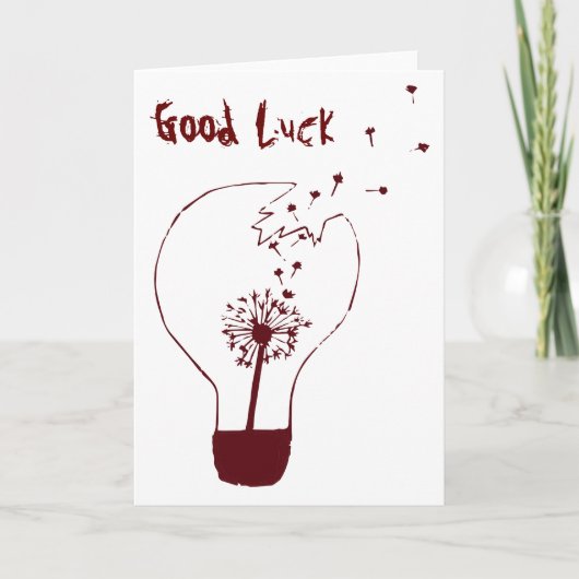 Carte Faites une Wish Good LuckCard. Pink Dandelion Abst (Devant)