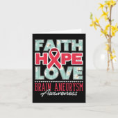 Carte Faith Hope Love Cerveau Aneurysme Sensibilisation  (Fleur jaune)