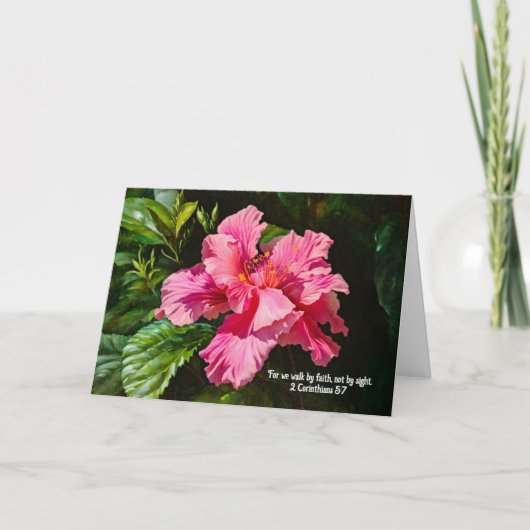 Carte Faith Pretty Rose Hibiscus Flower Art (Devant)