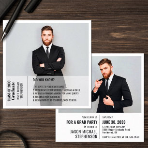 Carte Faits amusants 2 photo moderne graduation faire-pa