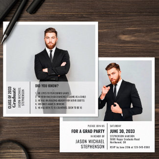 Carte Faits amusants 2 photo moderne graduation faire-pa