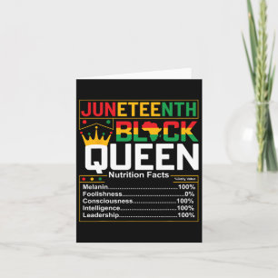 Carte Faits nutritionnels de la Reine noire Juneteenth M