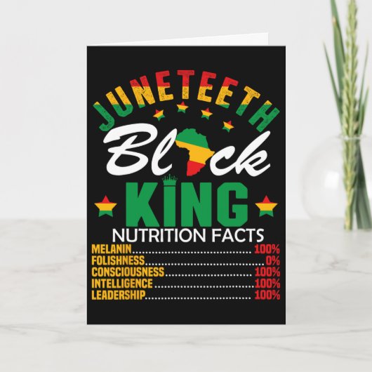 Carte Faits nutritionnels du roi noir Juneteenth Fierté (Devant)