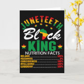 Carte Faits nutritionnels du roi noir Juneteenth Fierté (Fleur jaune)
