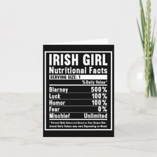 Carte Faits nutritionnels d'une fille irlandaise 1 