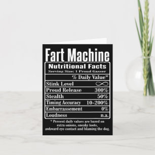 Carte Faits Nutritionnels Machine à Pet Blagues de Papa 