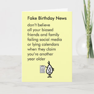 Carte Fake Birthday News - un drôle de poème d'anniversa