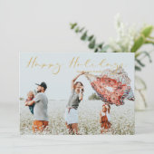 Carte Fake Gold Minimalist Happy Holidays Modern Script (Debout devant)