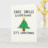 Carte Fake Smiles Everyone Funny Anti Christmas Holiday (Fleur jaune)