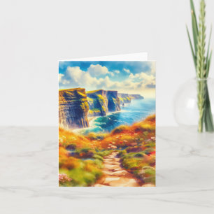 Carte Falaises de Moher Irlande Aquarelle