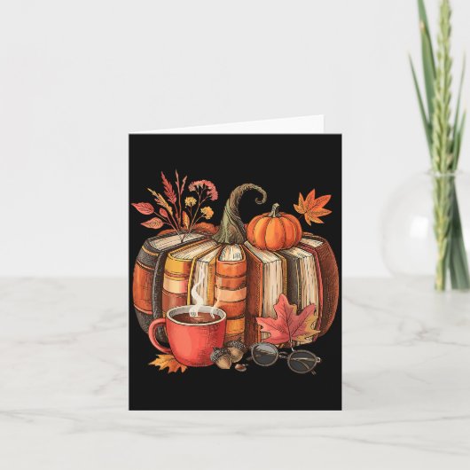 Carte Fall Book Pumpkin Retro Reading Halloween Teacher (Devant)