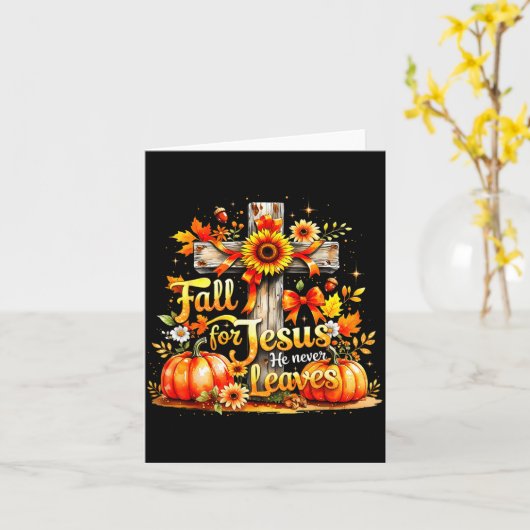 Carte Fall For Jesus Christian Pumpkin Autumn Cross (Fleur jaune)