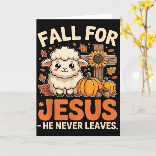 Carte Fall For Jesus He Never Leaves Sheep Christian Aut (Fleur jaune)