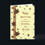 Carte Fall Grandson et son anniversaire de femme<br><div class="desc">Joyeuse carte d'anniversaire mariage pour petit-fils et sa femme avec l'automne laisse motif,  et verset sincère.</div>