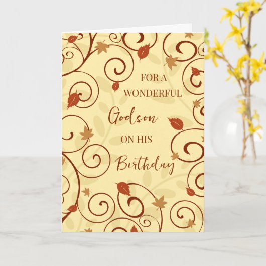 Carte Fall Leaves Godson Anniversaire (Fleur jaune)