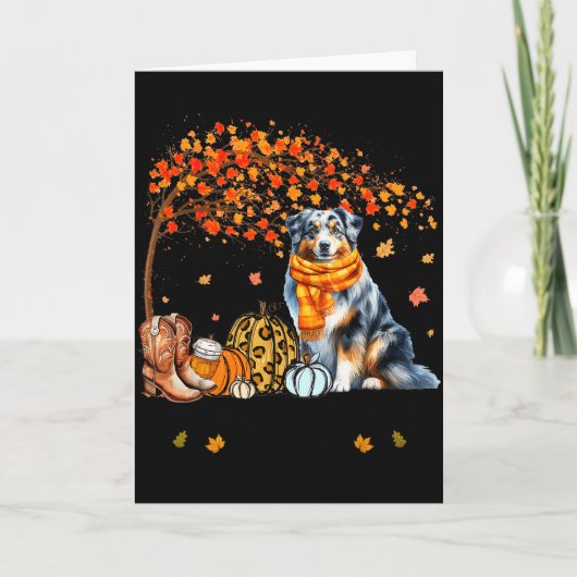 Carte Fall Maple Tree Print Dog Lover Happy Thanksgiving (Devant)