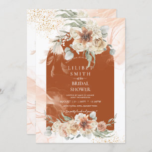 Carte Fall Terracotta Floral Pampas FÊTE DES MARIÉES en