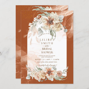 Carte Fall Terracotta Floral Pampas FÊTE DES MARIÉES en