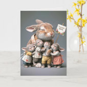 Carte Famille Bunny pour l'anniversaire de maman (Fleur jaune)