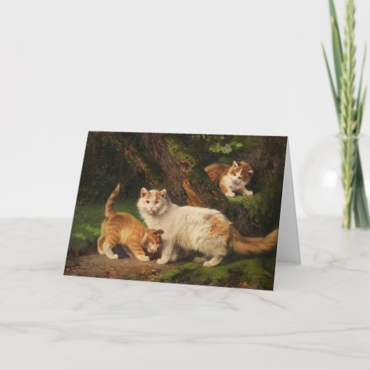 Carte Famille de chat Jouer | Julius Adam le Jeune (Devant)