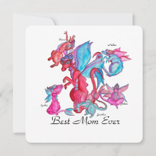 Carte Famille de dragon brillant pour la fête des mères
