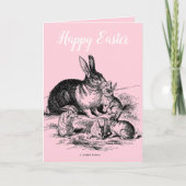 Carte Famille de lapin vintage personnalisée (Devant)