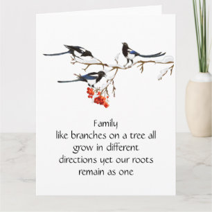 Carte Famille de pie aux aquarelles Citation Animalier N