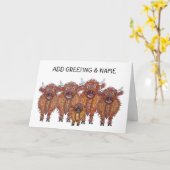 Carte Famille de vache Highland (Fleur jaune)