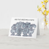 Carte Famille d'éléphants  (Fleur jaune)