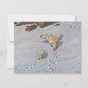 Carte Famille d'ours polaires dans la neige arctique
