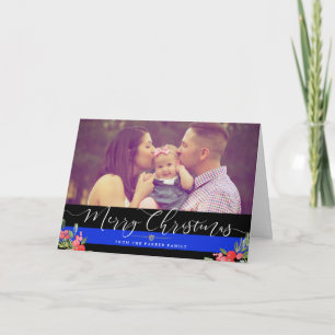 Carte Famille du policier Photo de Noël