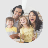 Carte FAMILLE Gold Script 2 Photo Keepsaké Ornamen (devant)