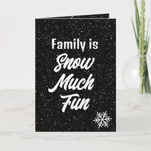 Carte Famille La Neige Beaucoup De Texte Amusant Avec Fe (Devant)