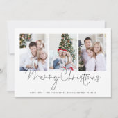 Carte Famille moderne 3 Photos Script Merry Christmas Ca (Devant)
