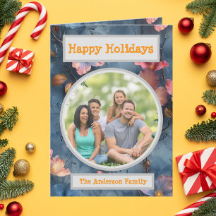Carte Famille Photo Floral voeux de vacances