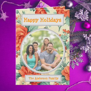 Carte Famille Photo Floral voeux de vacances