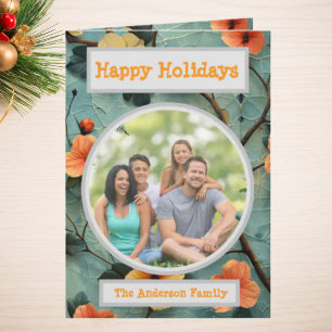 Carte Famille Photo Floral voeux de vacances