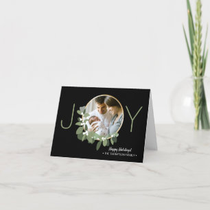 Carte Famille Photo minimaliste Wreath Joie