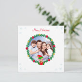 Carte Famille sur mesure, Pine Wreath & Cute Elf Christm (Debout devant)