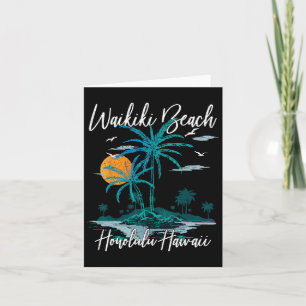 Carte Famille Vacances Retro Sunset Honolulu Hawaii Waik