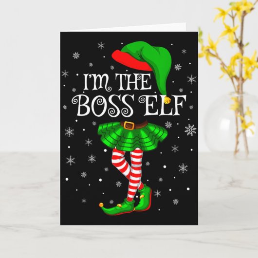 Carte Family Matching Women Girls I'm The Boss Elf Chris (Fleur jaune)