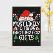 Carte Family Matching Xmas Most Likely To Trade Brother (Fleur jaune)